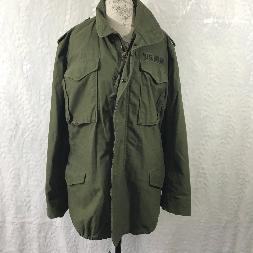 Vintage Army Surplus Field Jacket Coat Army 97th Infantry Patch Us Army